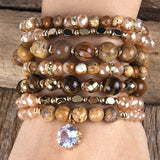 Bohemia Jewelry Stack Bracelets Set with Stone Beads and Charms