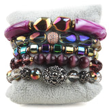 Bohemia Multicolor Beaded Stone/Crystal 5pc Bracelets Set For Women