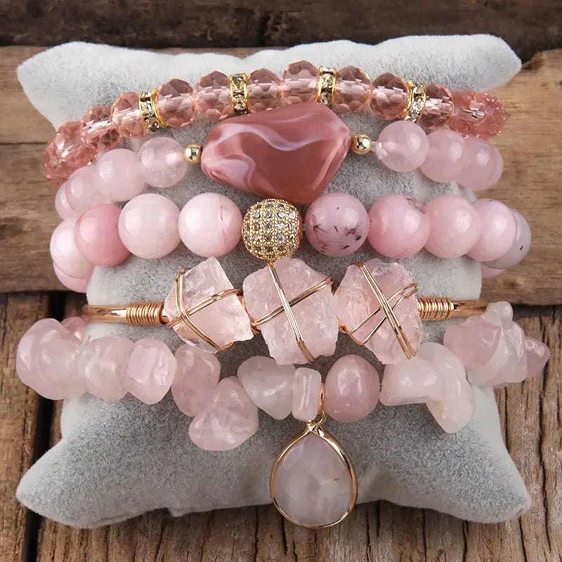 Bohemia Natural Stone Charm Bracelets Set For Women Gift