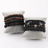 Bohemia Stone & Wood Beaded Charm Bracelet Set for Women