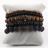 Bohemia Stone & Wood Beaded Charm Bracelet Set for Women