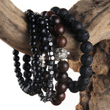 Bohemia Stone & Wood Beaded Charm Bracelet Set for Women