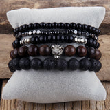 Bohemia Stone & Wood Beaded Charm Bracelet Set for Women