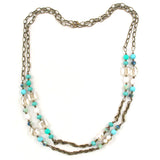 Bohemian 2 Layer Glass Stones Chain Long Necklace Women Boho Gift