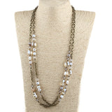 Bohemian 2 Layer Glass Stones Chain Long Necklace Women Boho Gift