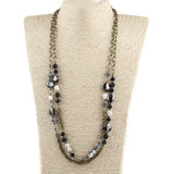 Bohemian 2 Layer Glass Stones Chain Long Necklace Women Boho Gift