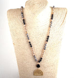 Boho 6mm Stone Glass Crystal Necklace