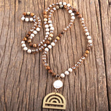 Boho 6mm Stone Glass Crystal Necklace