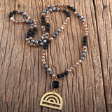 Boho 6mm Stone Glass Crystal Necklace