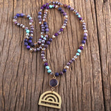 Boho 6mm Stone Glass Crystal Necklace