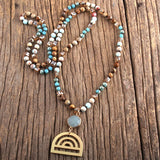 Boho 6mm Stone Glass Crystal Necklace