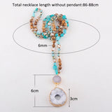 Bohemian 6mm Stone Druzy Pendant Boho Necklace for Women