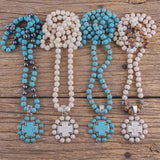 Bohemian Stone Cross Pendant Necklace for Women