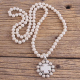 Bohemian Stone Cross Pendant Necklace for Women
