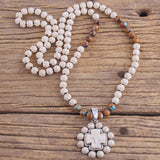Bohemian Stone Cross Pendant Necklace for Women