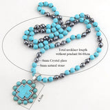 Bohemian Stone Cross Pendant Necklace for Women