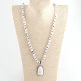 Boho Jewelry 8mm Stone Necklace with Drop Pendant
