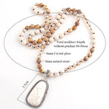 Boho Jewelry 8mm Stone Necklace with Drop Pendant