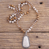 Boho Jewelry 8mm Stone Necklace with Drop Pendant