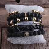Bohemian Jewelry Beaded Bracelet Set 6pc Natural Stone & Crystal Women Boho Gift