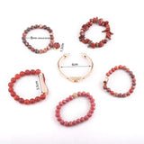 Bohemian Jewelry Beaded Bracelet Set 6pc Natural Stone & Crystal Women Boho Gift
