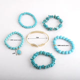 Bohemian Jewelry Beaded Bracelet Set 6pc Natural Stone & Crystal Women Boho Gift