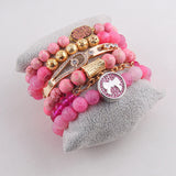 Boho Beaded Bracelet Charms 6pc Set for Women