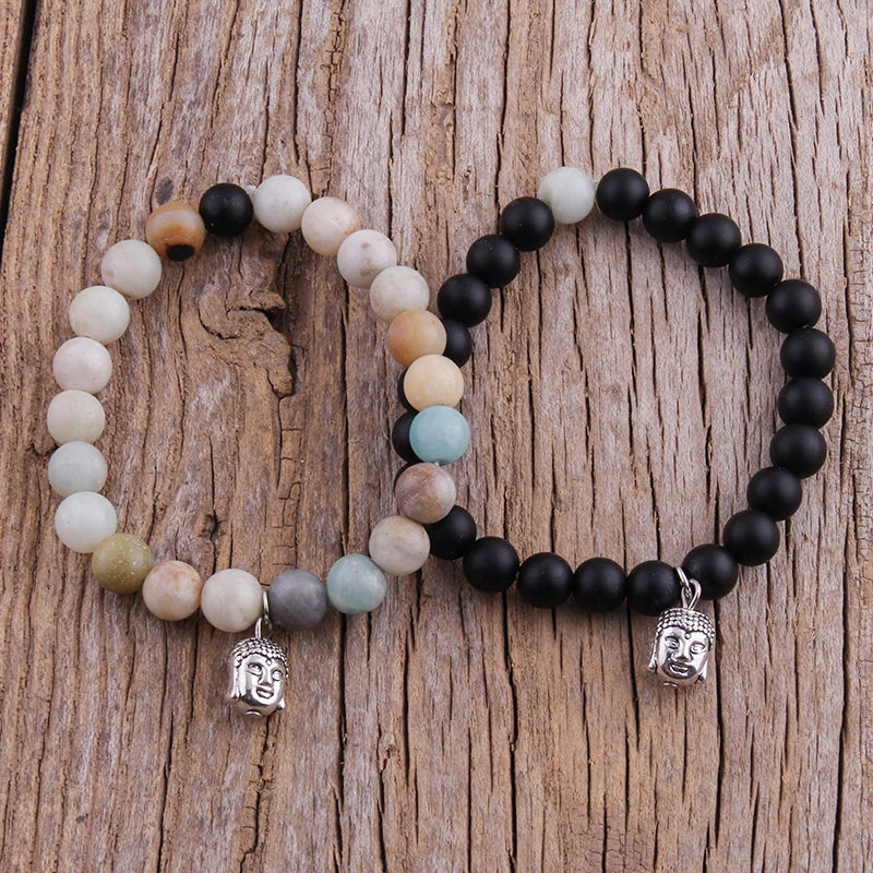 Bohemian Buddha Head OM Beaded Bracelet Set