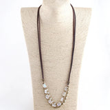 Bohemian Crystal Rosary Leather Necklace for Women