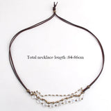 Bohemian Crystal Rosary Leather Necklace for Women