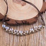 Bohemian Crystal Rosary Leather Necklace for Women
