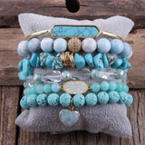 Bohemian Natural Stone Bracelet & Bangle Sets For Women