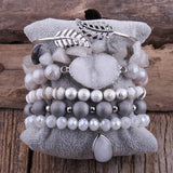 Bohemian Natural Stone Bracelet & Bangle Sets For Women