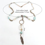 Bohemian Natural Stone/Crystal Leaf Drop Pendant Necklace