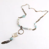 Bohemian Natural Stone/Crystal Leaf Drop Pendant Necklace