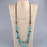 Bohemian Natural Stones Leather Necklace for Women