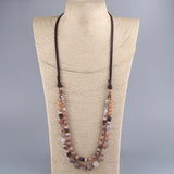 Bohemian Natural Stones Leather Necklace for Women
