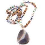 Boho Crystal Stone Pendant Necklace for Women