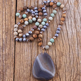 Boho Crystal Stone Pendant Necklace for Women