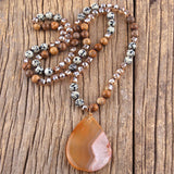 Boho Crystal Stone Pendant Necklace for Women