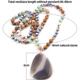 Boho Crystal Stone Pendant Necklace for Women