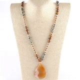 Boho Crystal Stone Pendant Necklace for Women