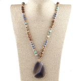 Boho Crystal Stone Pendant Necklace for Women