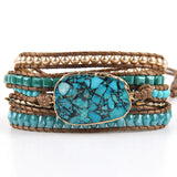 Bohemian Charm Wrap Bracelets Natural Stones 5 Strands Gift