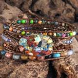 Bohemian Charm Wrap Bracelets Natural Stones 5 Strands Gift