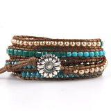 Bohemian Charm Wrap Bracelets Natural Stones 5 Strands Gift