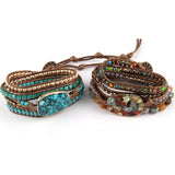 Bohemian Charm Wrap Bracelets Natural Stones 5 Strands Gift