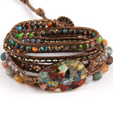 Bohemian Charm Wrap Bracelets Natural Stones 5 Strands Gift