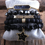 Boho Beaded Bracelet 5pc Bangle Sets Natural Stone Crystal Women Gift