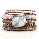 Boho Bracelet Mixed Stones and Charm Handmade Wrap Bracelet